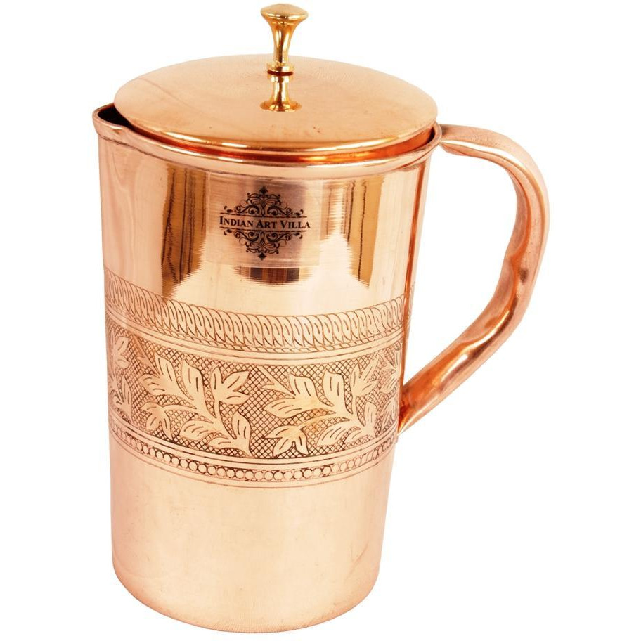 IndianArtVilla Copper Embossed Jug Pitcher