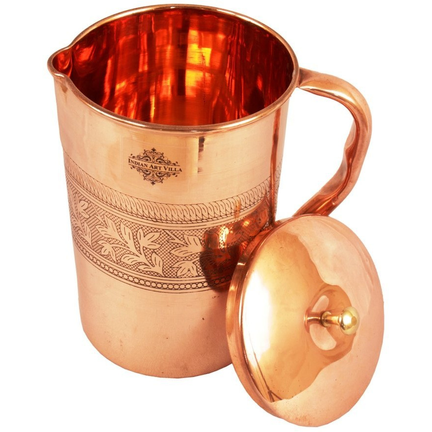 IndianArtVilla Copper Embossed Jug Pitcher