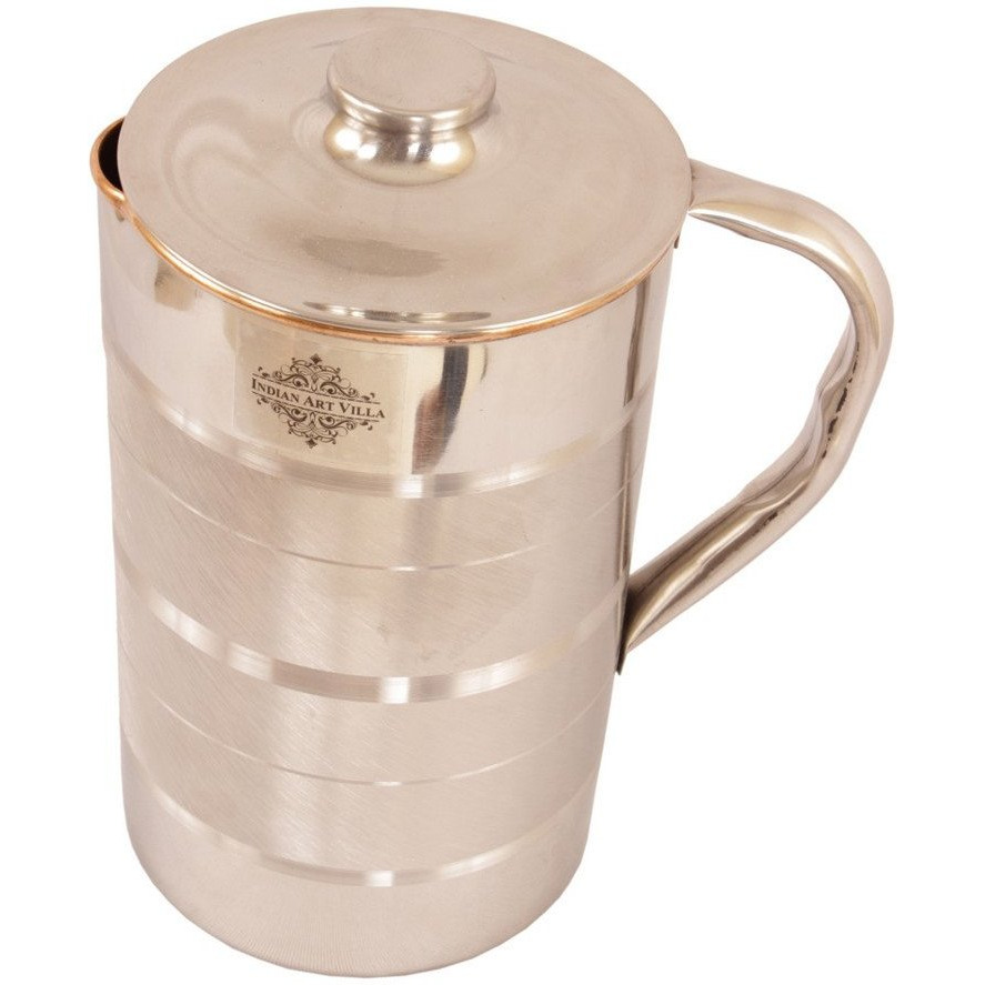 IndianArtVilla Steel Copper Luxury Jug Pitcher, 50Oz