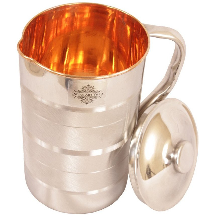 IndianArtVilla Steel Copper Luxury Jug Pitcher, 50Oz
