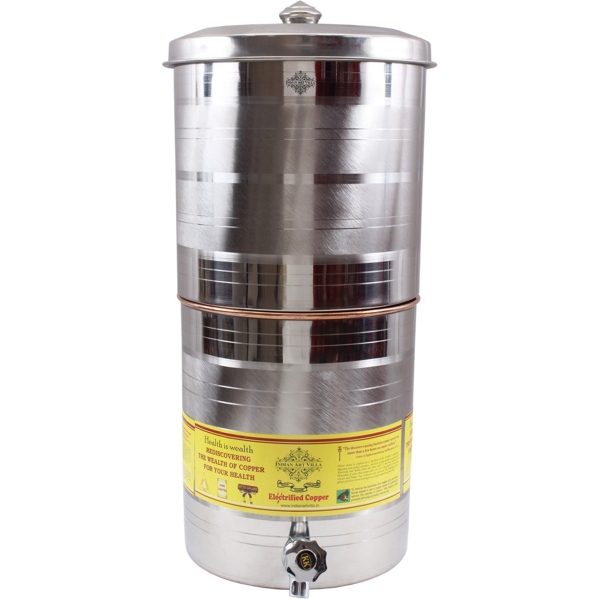 IndianArtVilla Steel Copper Dispenser Container Pot water Filter