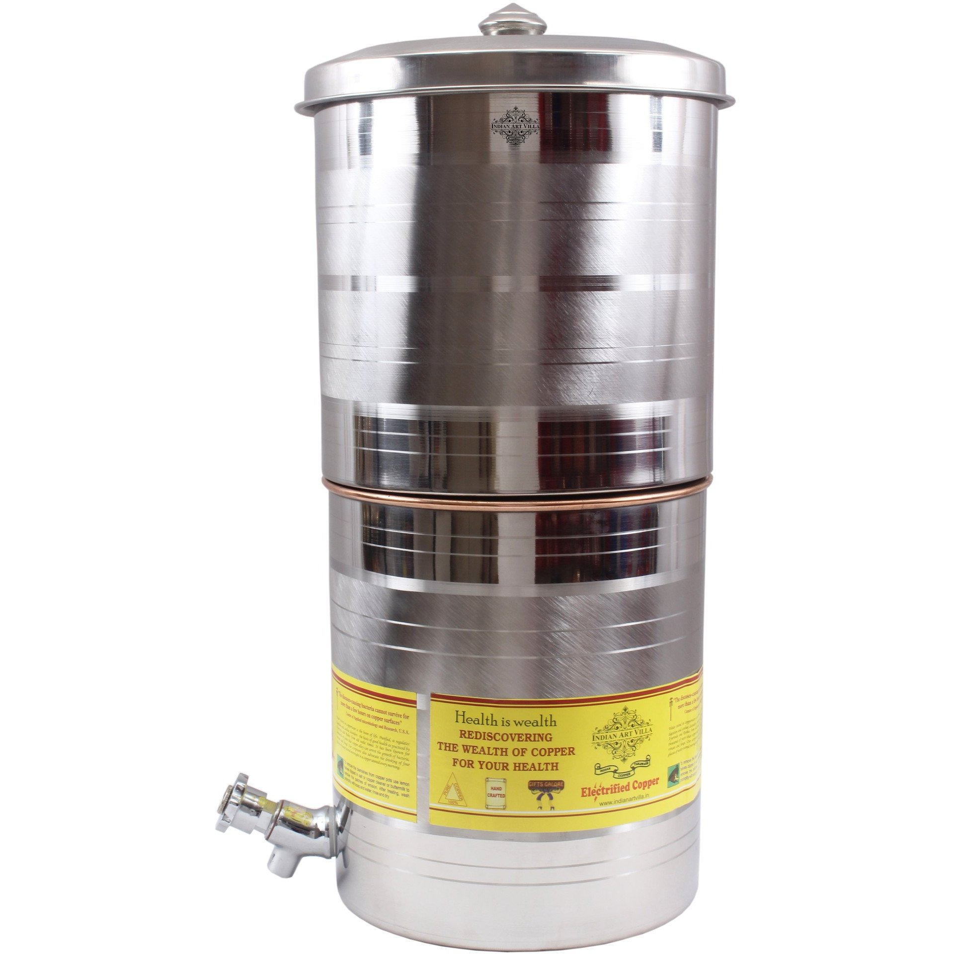 IndianArtVilla Steel Copper Dispenser Container Pot water Filter