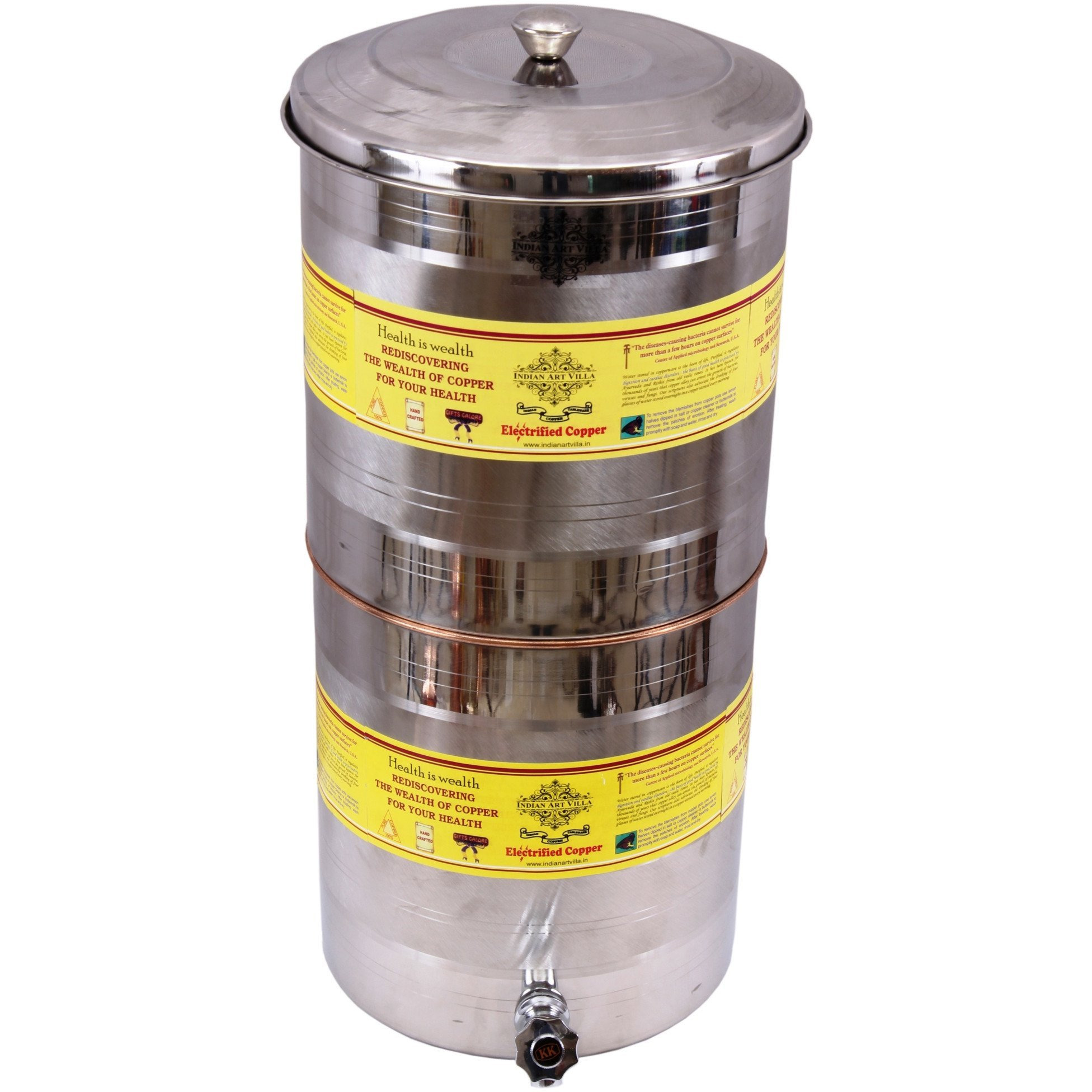 IndianArtVilla Steel Copper Dispenser Container Pot water Filter, 676Oz