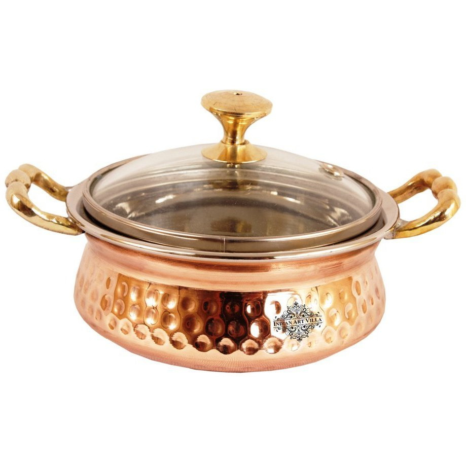 IndianArtVilla Steel Copper Tuffen Casserole