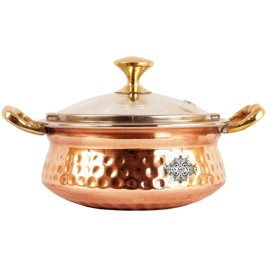 IndianArtVilla Steel Copper Tuffen Casserole