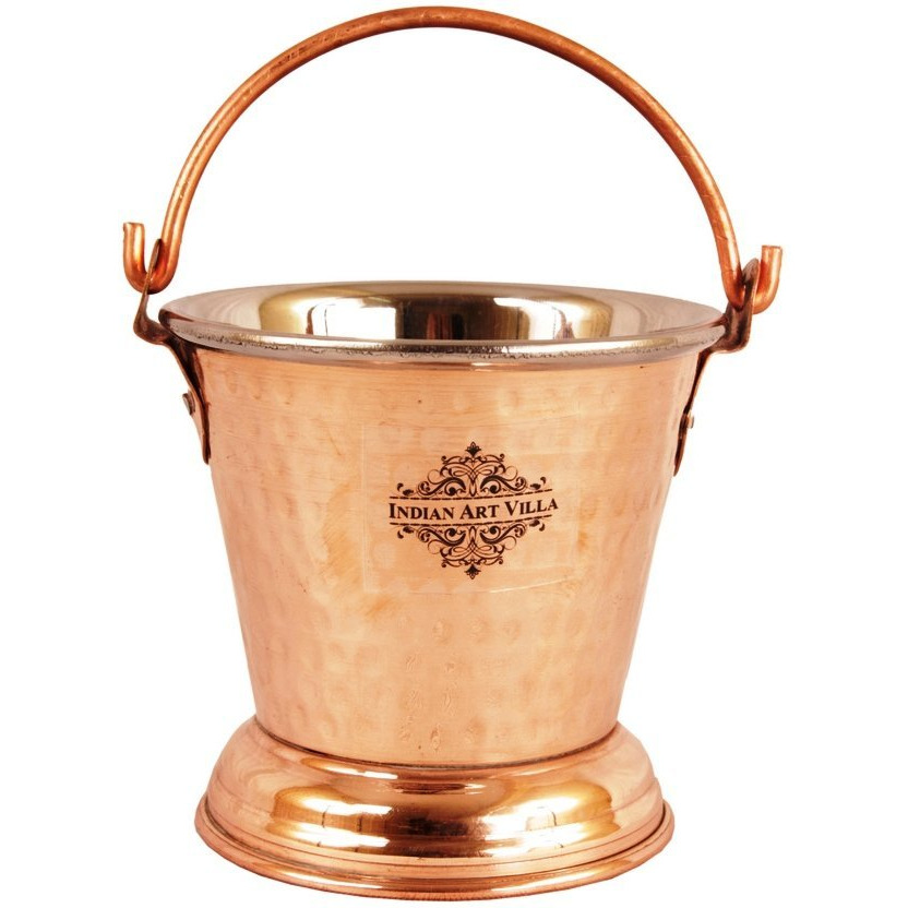 IndianArtVilla Steel Copper Bucket| Tableware| 10Oz