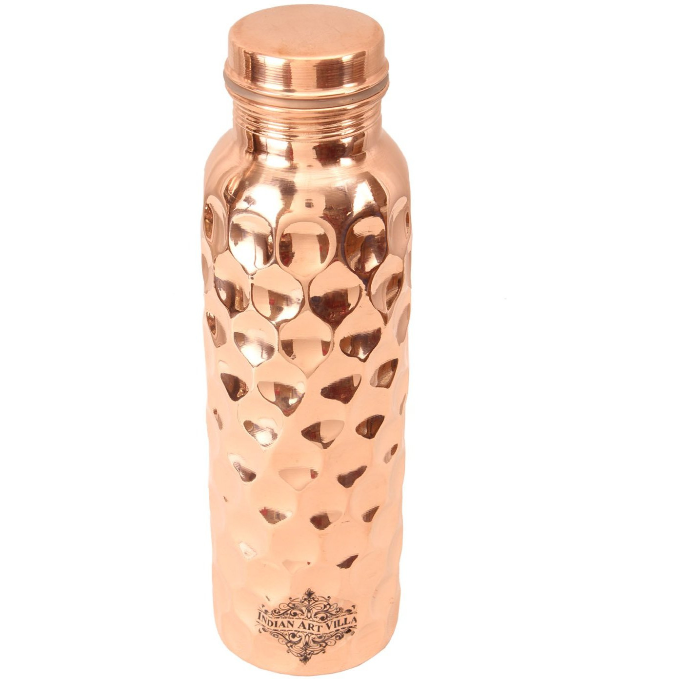 IndianArtVilla Copper Diamond Hammered Leak Proof Bottle 33Oz