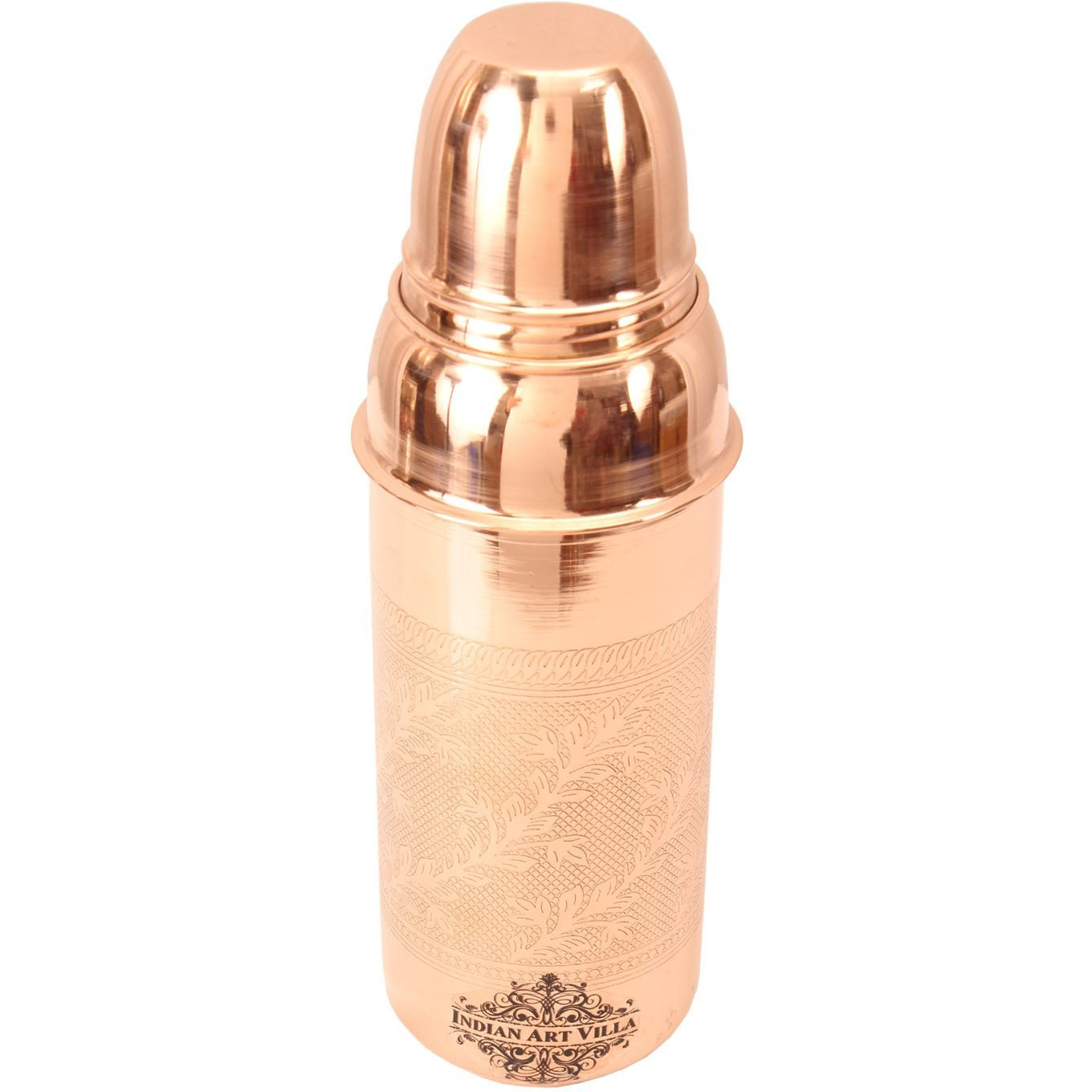IndianArtVilla Copper Embossed Thermos Bottle 27Oz
