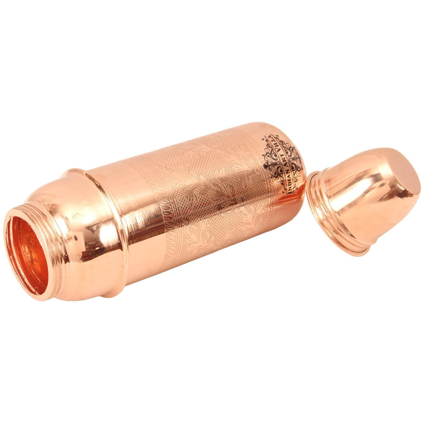 IndianArtVilla Copper Embossed Thermos Bottle 27Oz