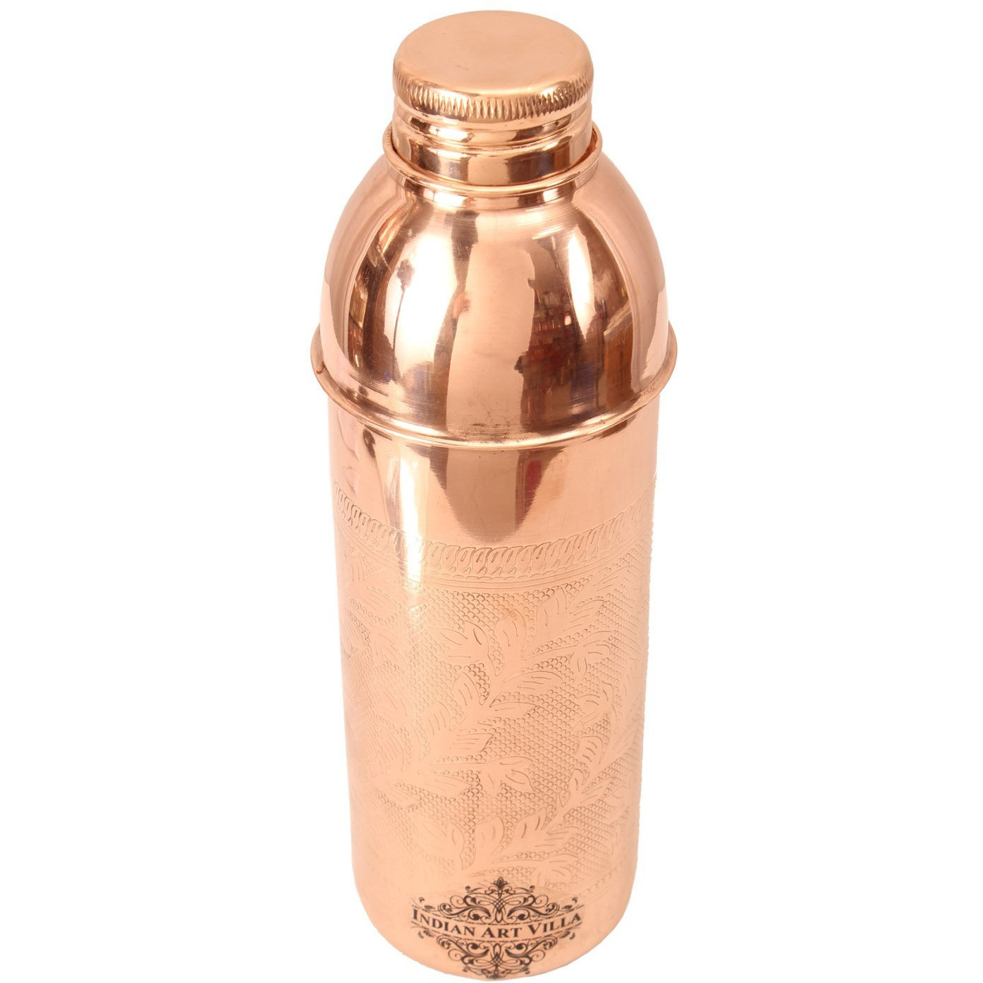 IndianArtVilla Copper Embossed Fanta Bottle 27Oz