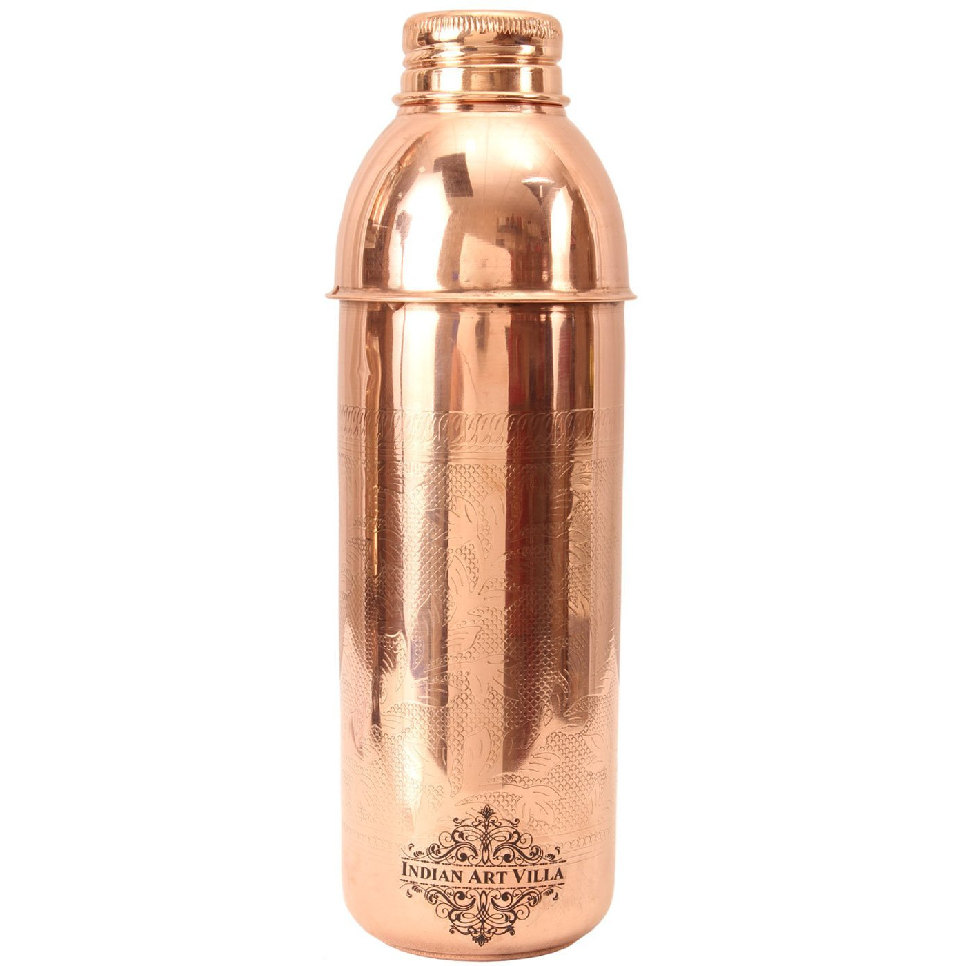 IndianArtVilla Copper Embossed Fanta Bottle 27Oz