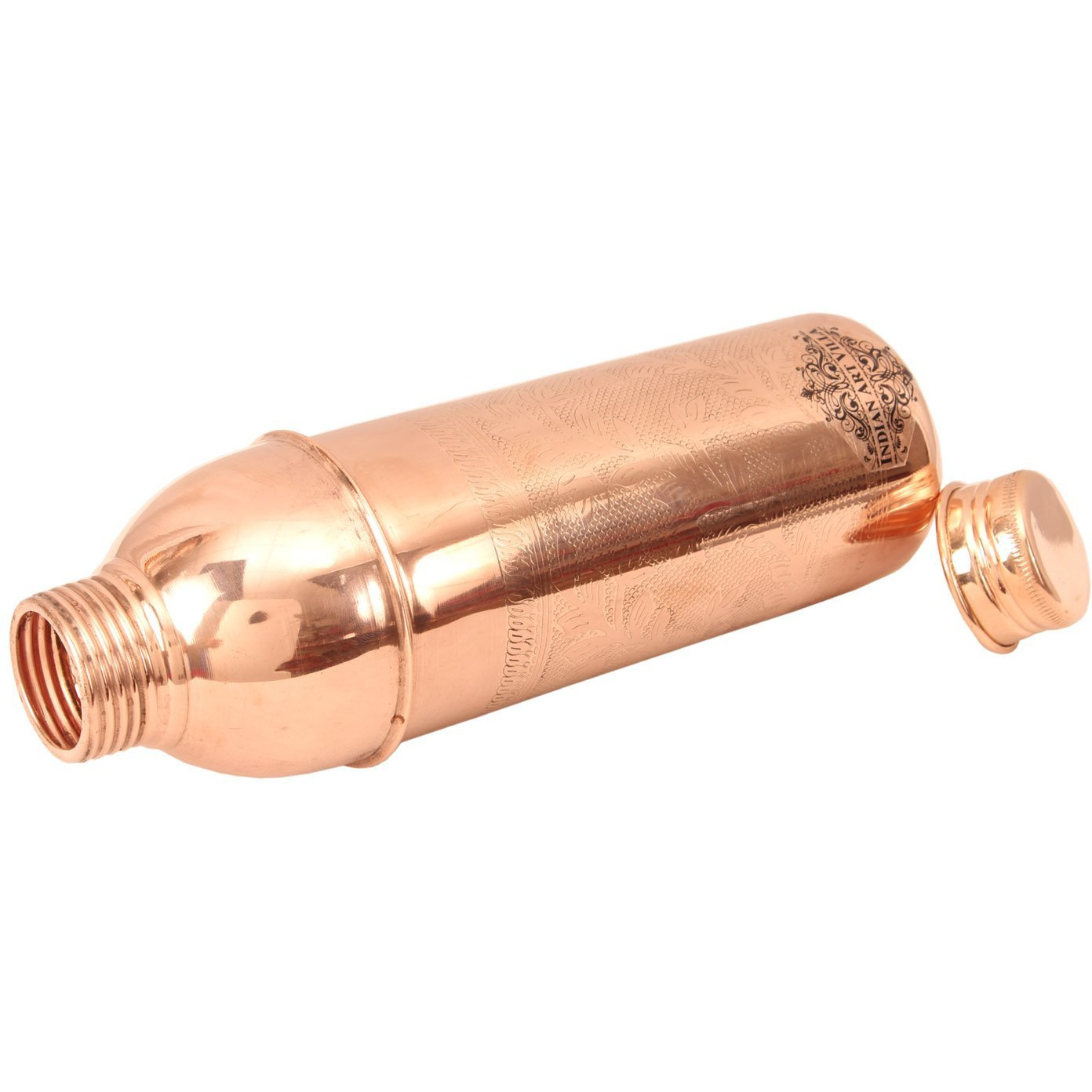 IndianArtVilla Copper Embossed Fanta Bottle 27Oz