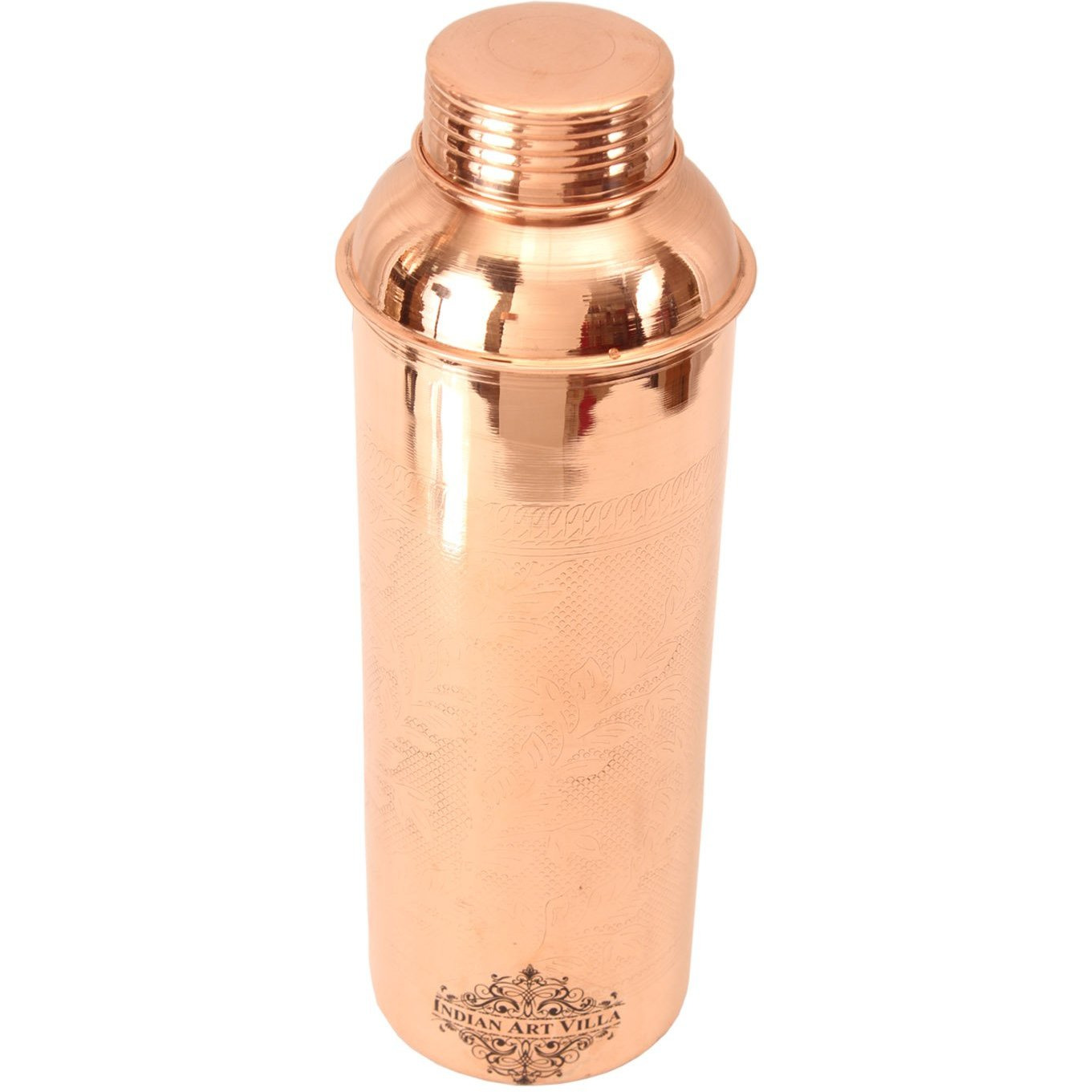 IndianArtVilla Copper Embossed Bisleri Bottle 30Oz