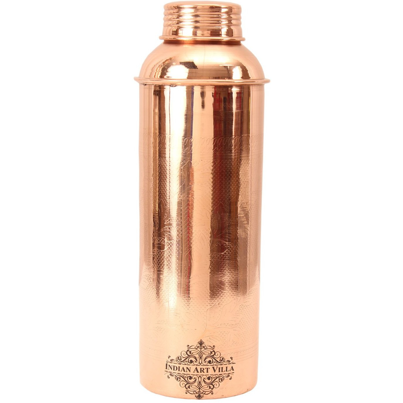 IndianArtVilla Copper Embossed Bisleri Bottle 30Oz