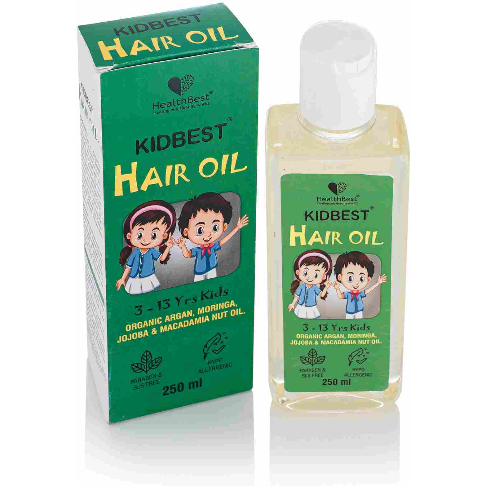 Buy Online HealthBest Kidbest Hair Oil for Kids | Organic Argan,  Moringa,Jojoba & Macadamia Nut Oil | Ha - Zifiti.com 1087395