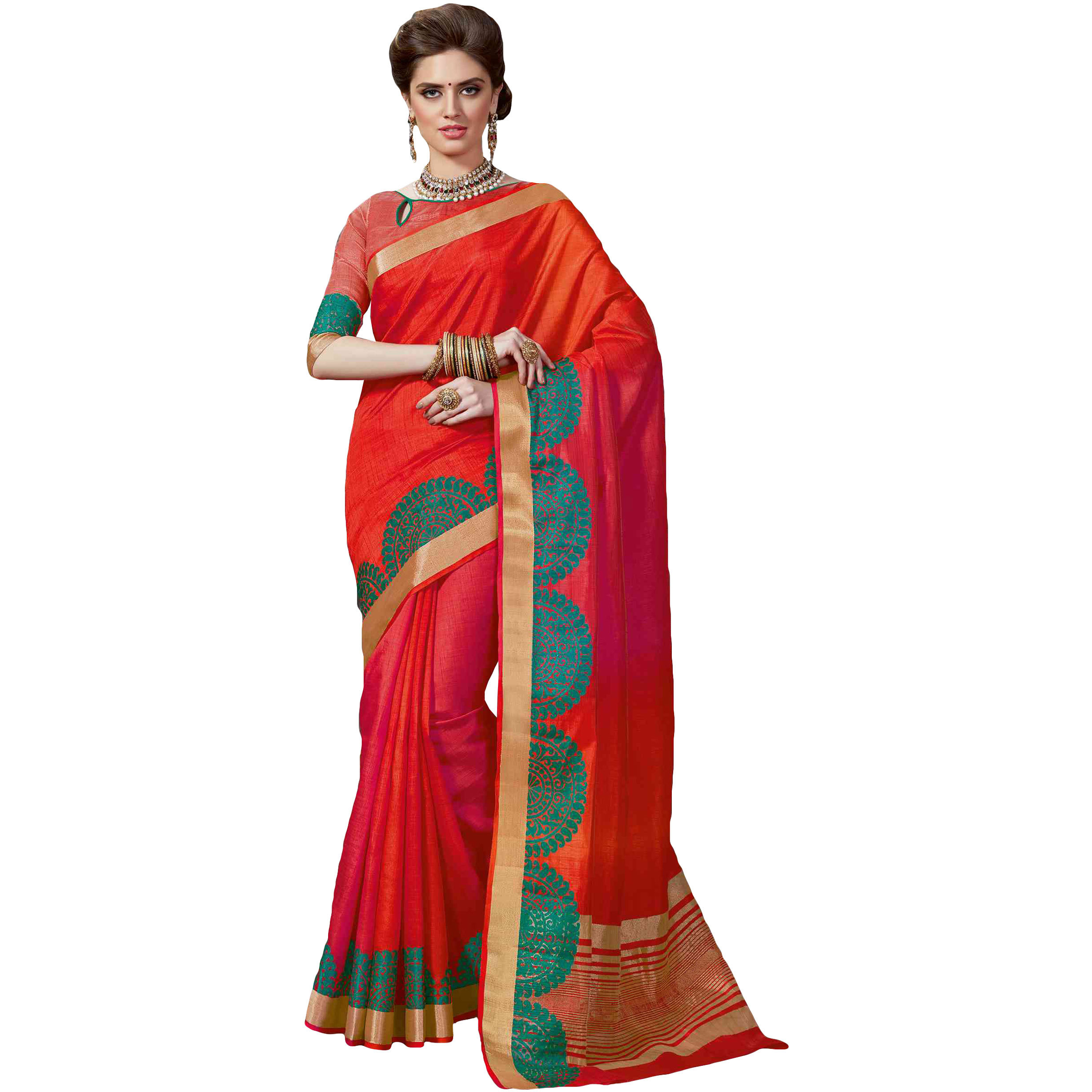 Buy Online Adorable Red Tussar Silk Traditional Saree from 