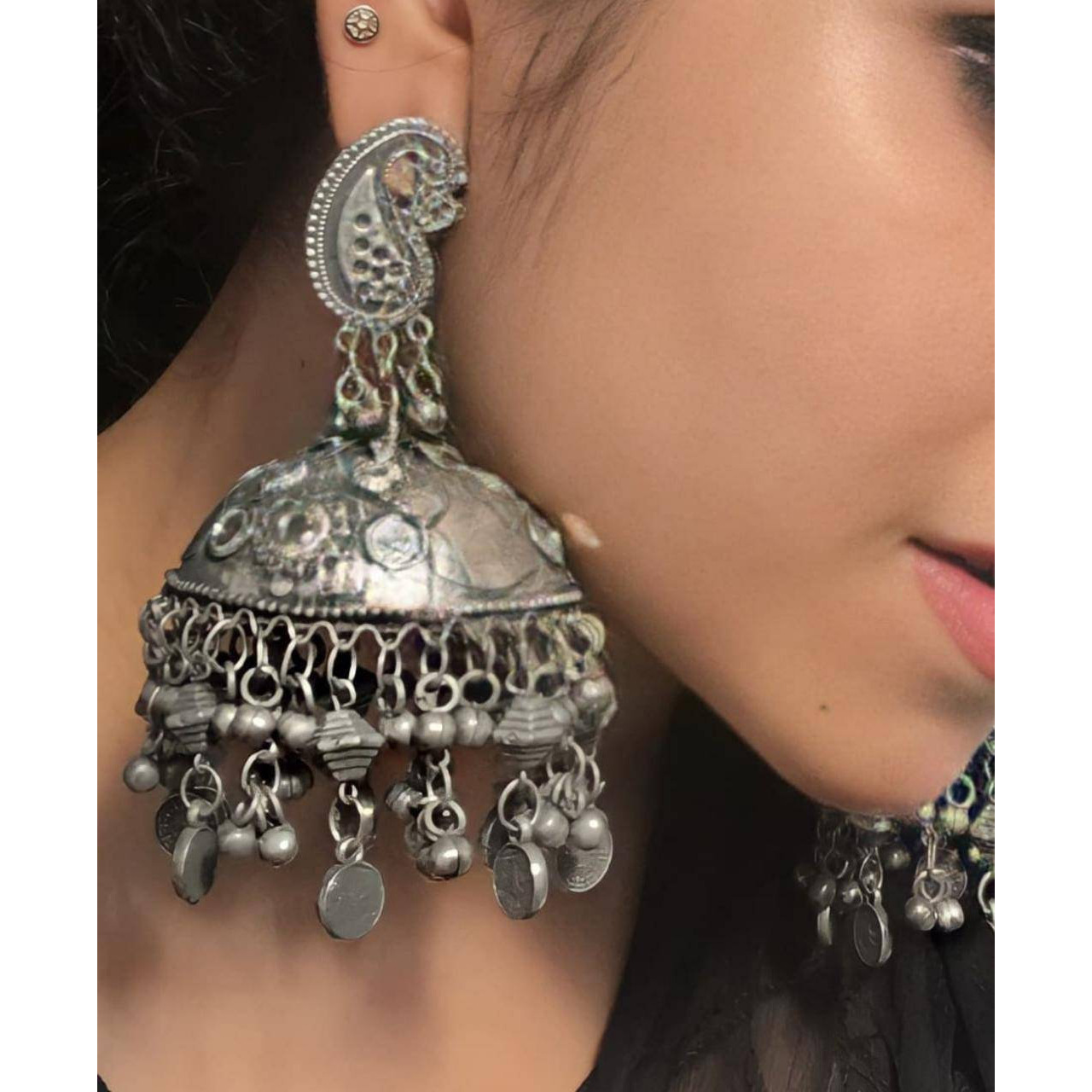LIMITED EDITION - Big Traditional Jhumka, Elegant, Unique, Indian & Pakistani Jewelry, Party and Casual Wear, Handmade Silver Jhumka Jhumki