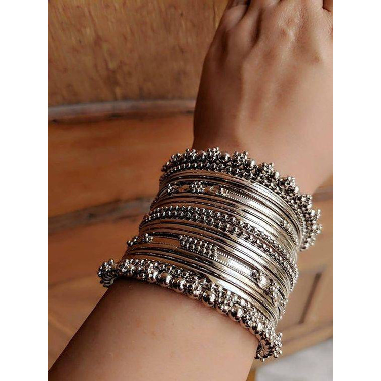 Bangle set,Indian jewelry, oxidised German silver bangle set, Indian ethnic bangles, traditional Handmade Bangles, antique bangles,