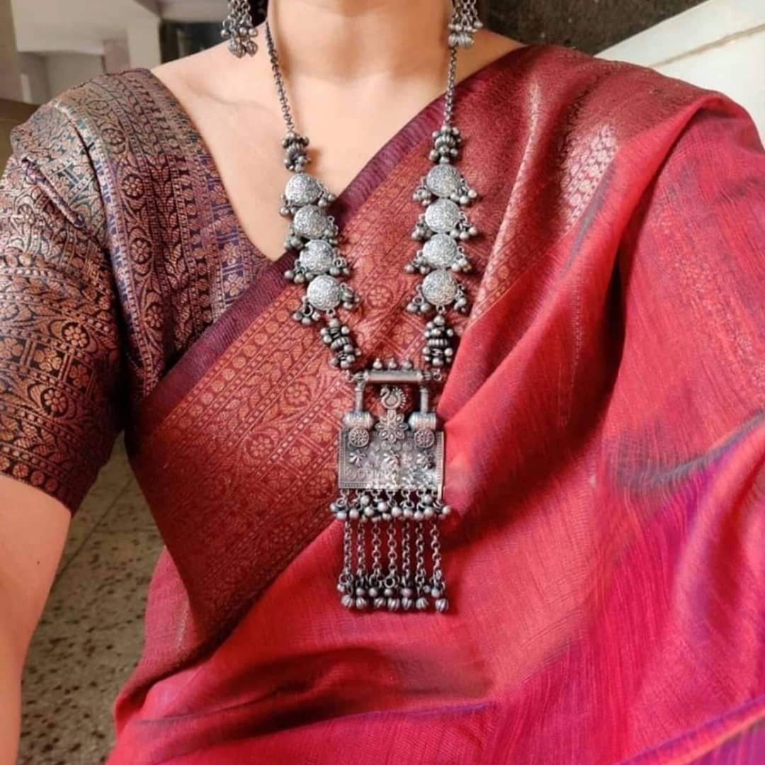 Indian Long oxidized necklace set/ boho tribal necklace oxidized set/ Antique black German Silver long necklace set / Afghani jewellery