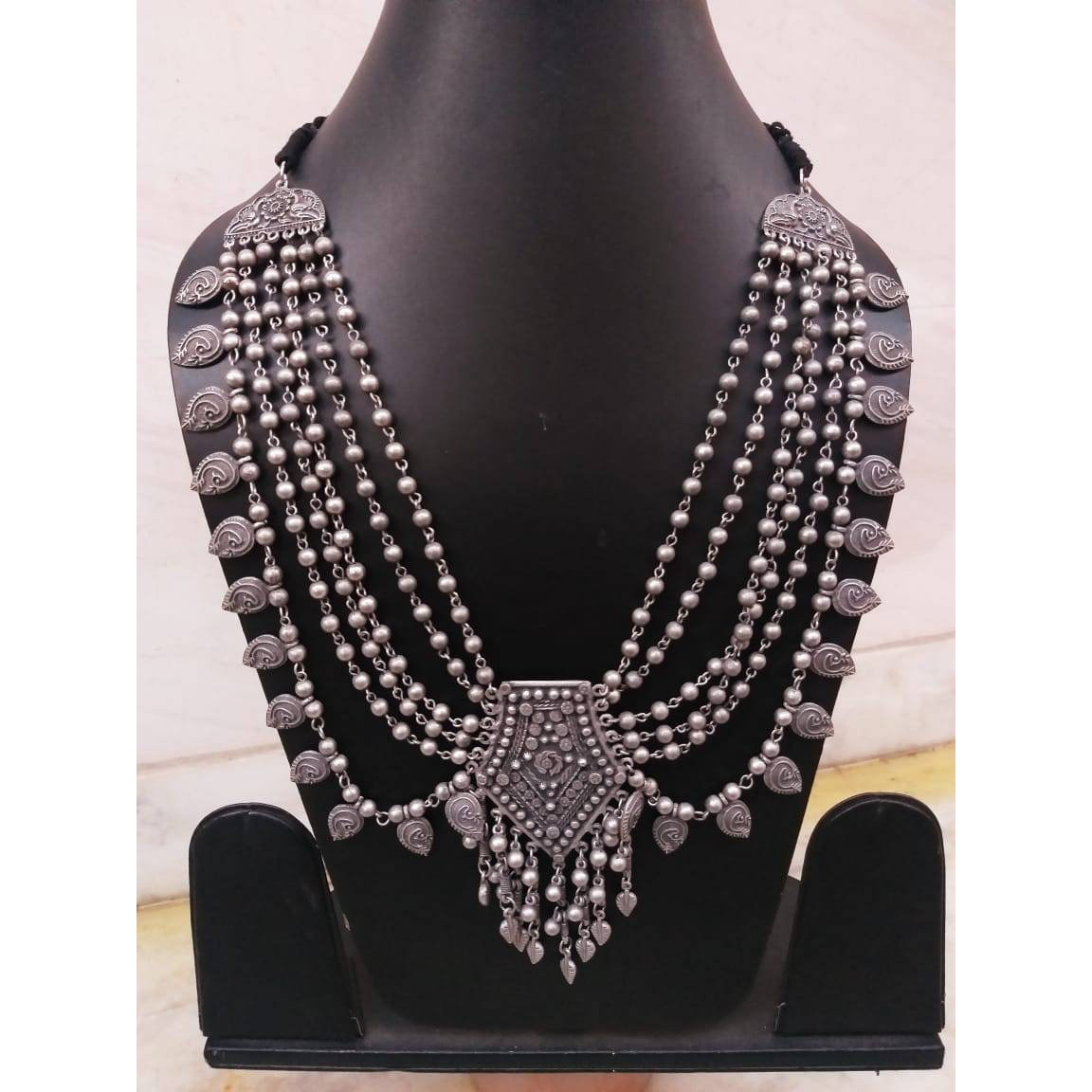 Multilayer oxidised antique necklace, Indian ethnic jewelry, multistrand necklace, SLA necklace, boho jewelry, tribal necklace, Handmade