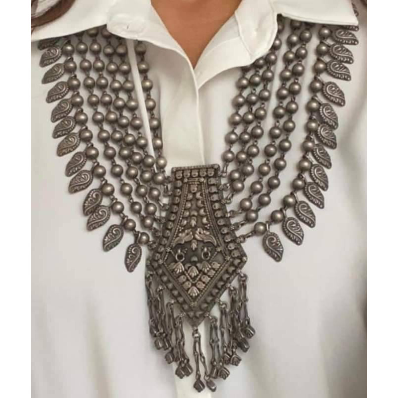 Multilayer oxidised antique necklace, Indian ethnic jewelry, multistrand necklace, SLA necklace, boho jewelry, tribal necklace, Handmade