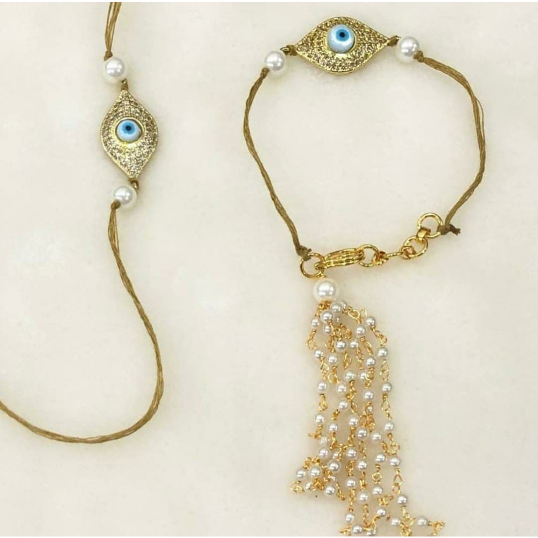 Stone Evil Eye Rakhi Nazariya Rakhi Designer Rakhi Raksha Bandhan Bracelet Thread Indian Hindu Festival