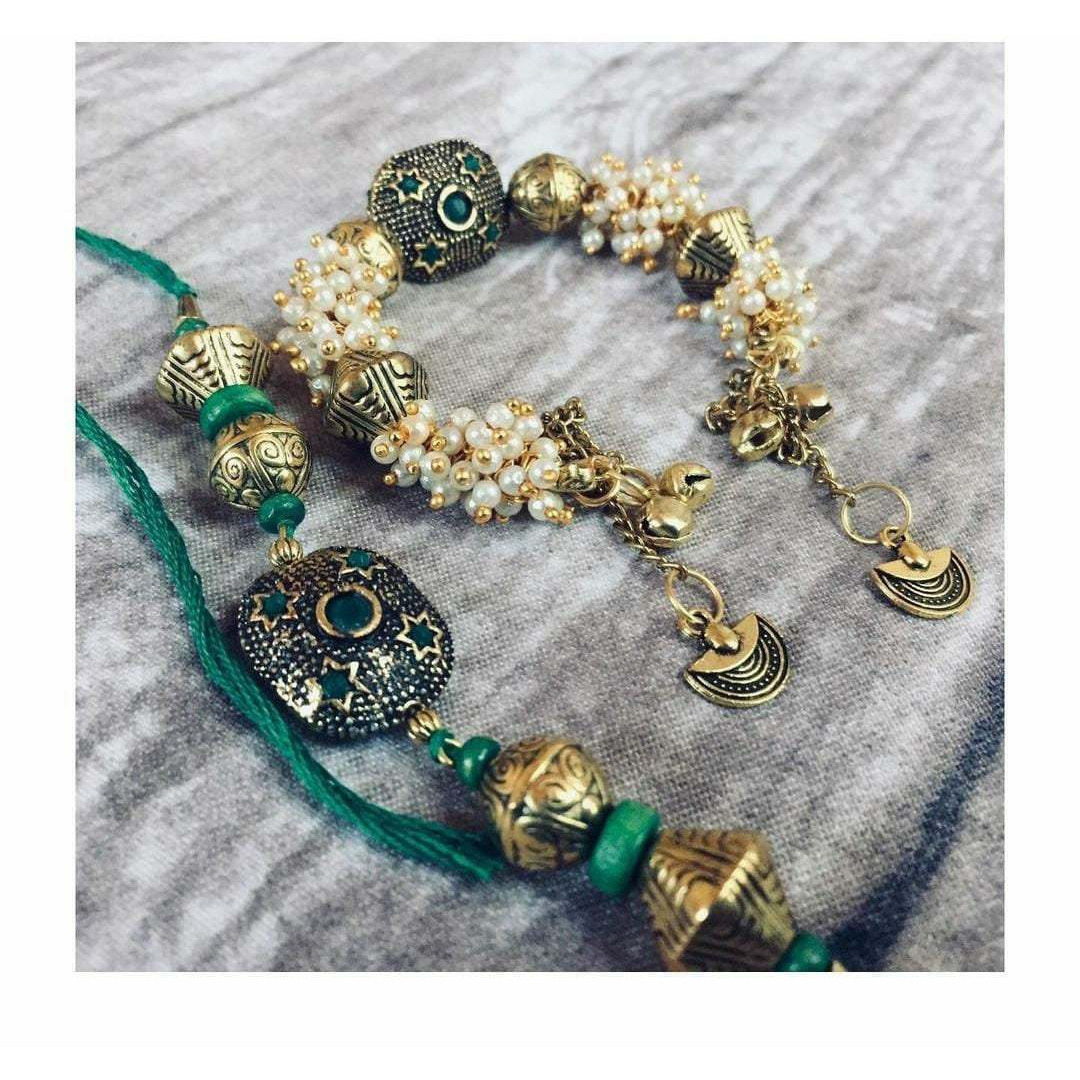 Designer Handmade Pair Rakhi for Bhaiya Bhabhi Rakhi Set, Rakhi for Brother Bhabhi, Siblings Raksha Bandhan Festival, Thread String Bracelet