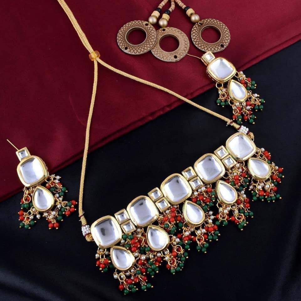 Kundan Choker Set with Earring and maangtika Indian Jewellery