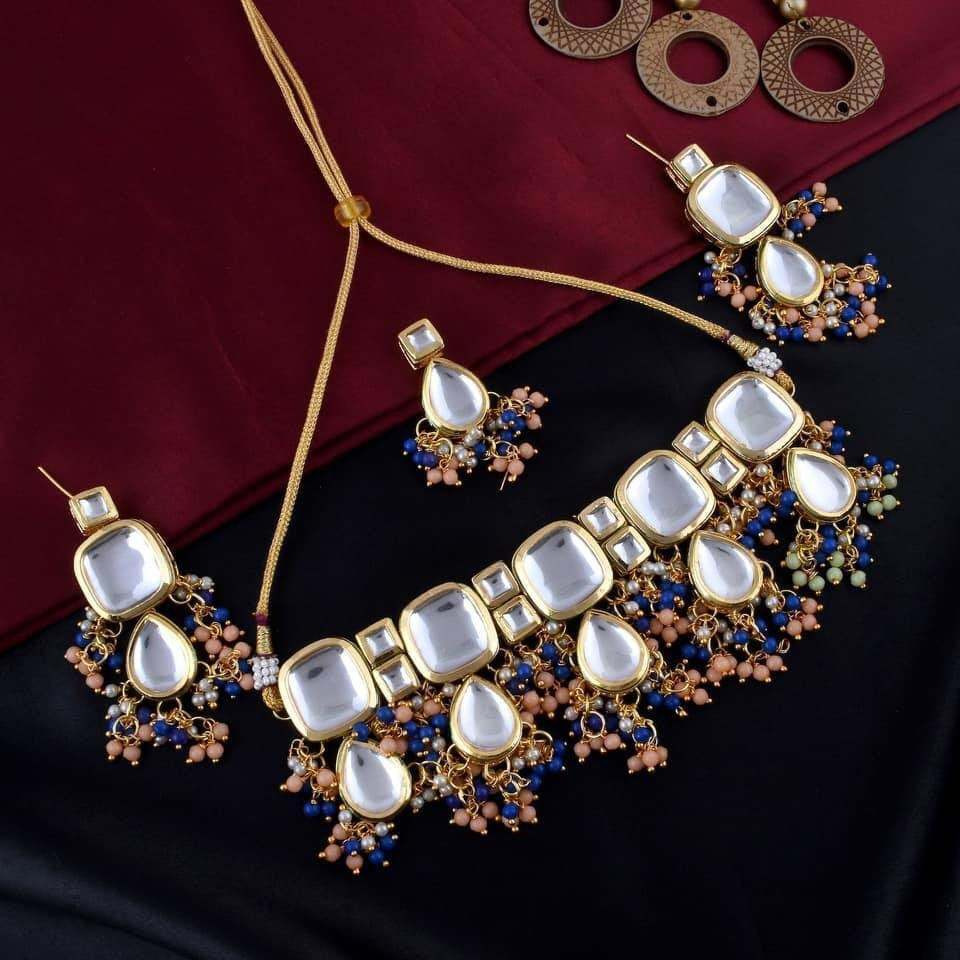 Kundan Choker Set with Earring and maangtika Indian Jewellery