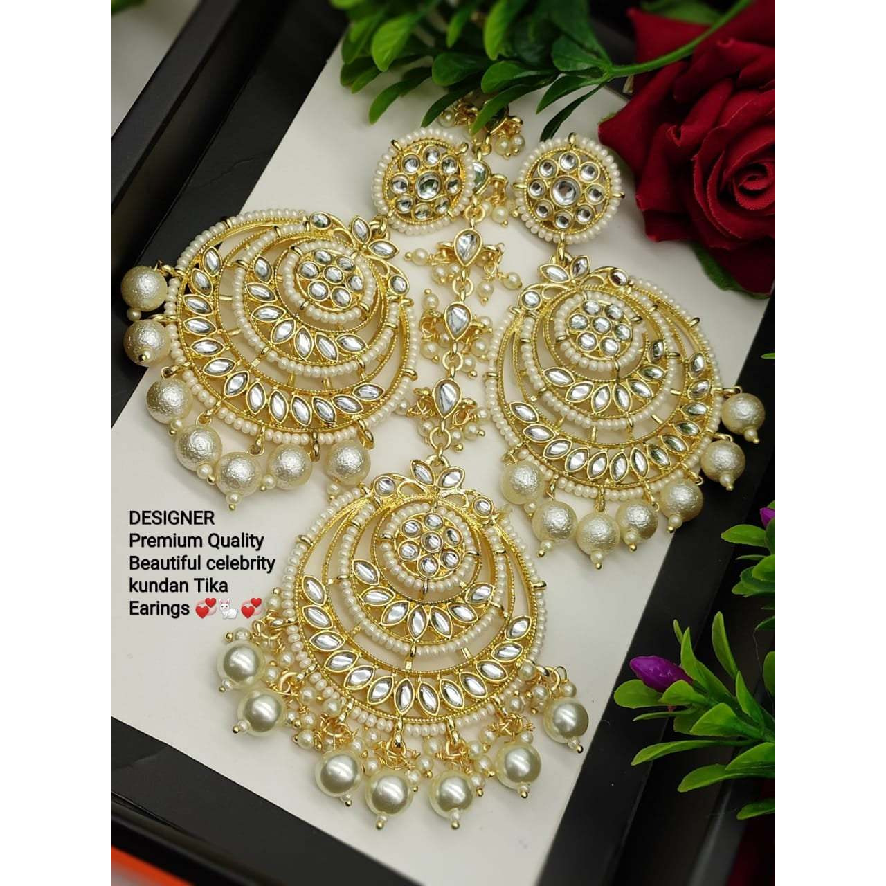 Sabyasachi Maangtikka set, Indian Kundan Jewellery, Kundan Maangtika with Earrings, bollywood celebrity, wedding bridal jewelery, gifts