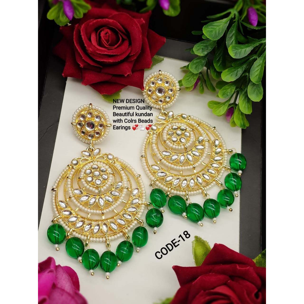 Kundan pearl chandbali Earrings with colorful beads, Indian earrings, Indian jewellery, wedding jewellery, gifts for her, anniversary gift