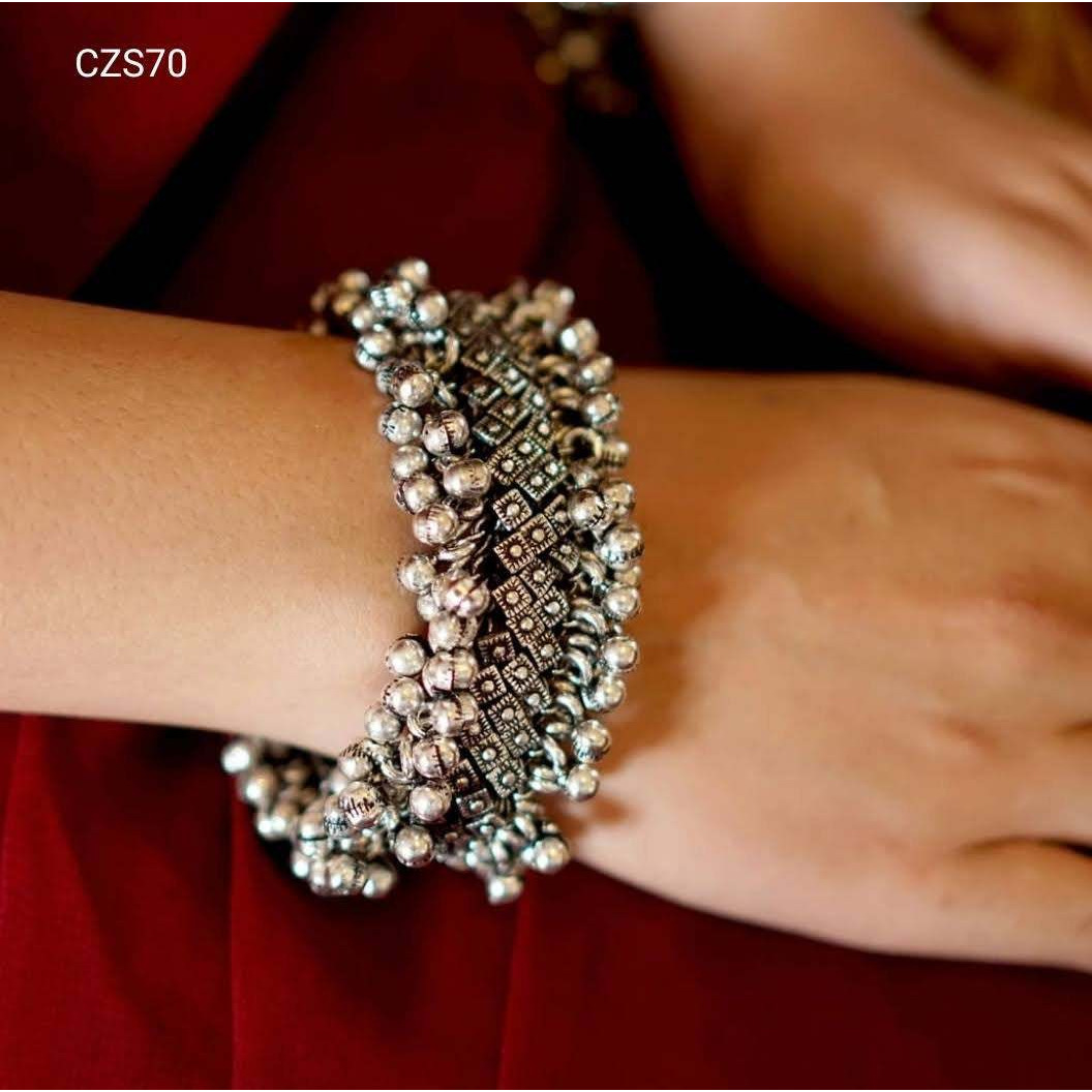 Indian oxidised Jewellery Ghungroo Oxidised Bangle, pair of ghungroo bangles