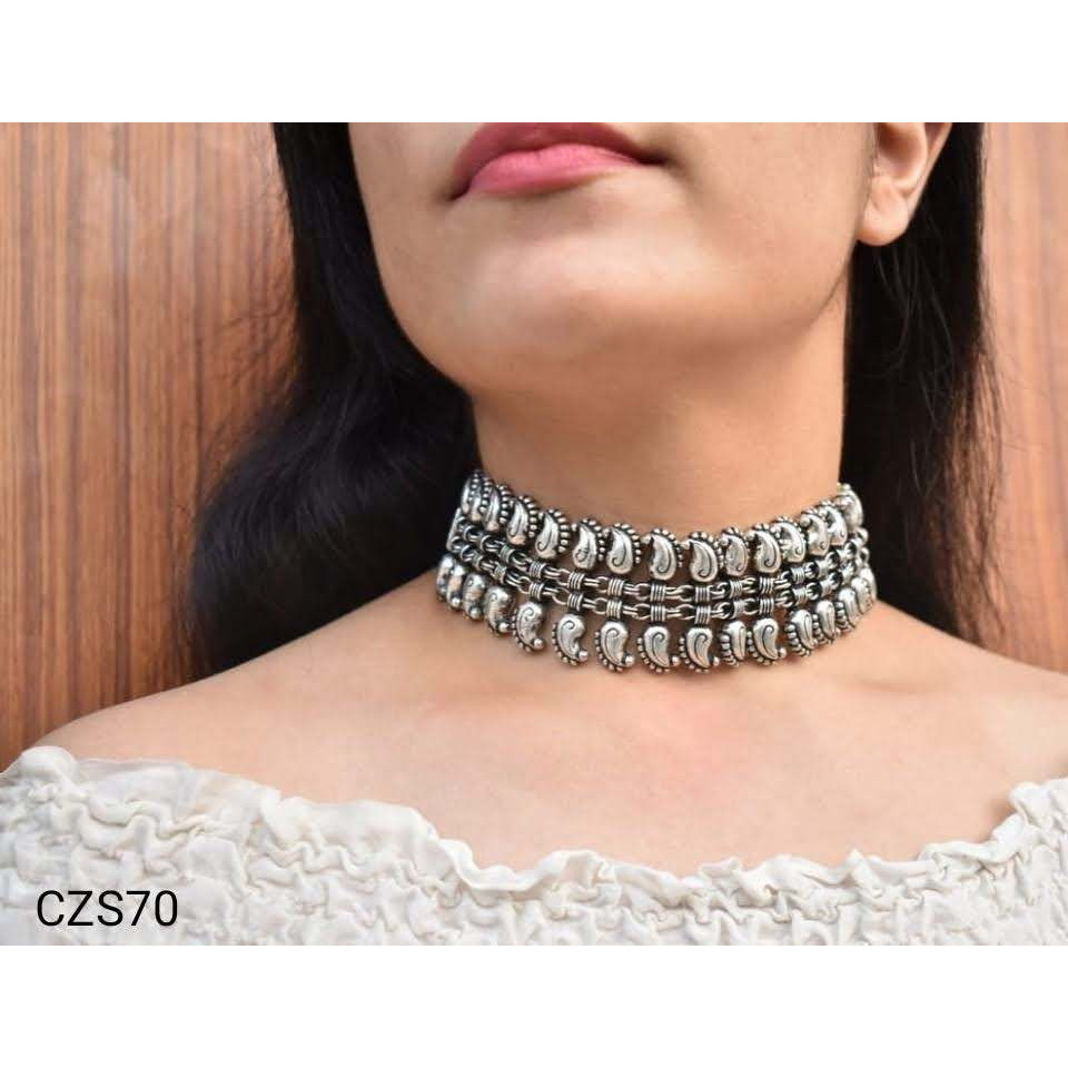 Oxidized choker necklace, Indian jewellery, German silver handmade choker, boho gypsy ethnic choker, gifts for her, anniversary gift