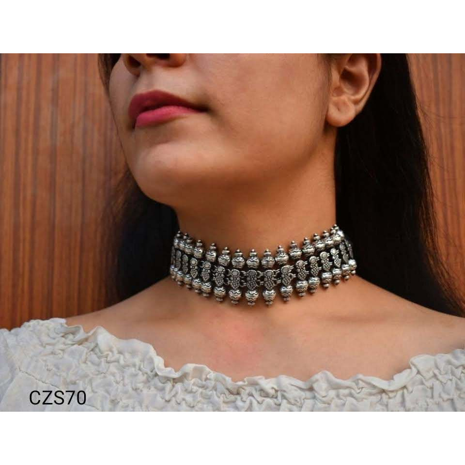 Oxidized choker necklace, Indian jewellery, German silver handmade choker, boho gypsy ethnic choker, gifts for her, anniversary gift