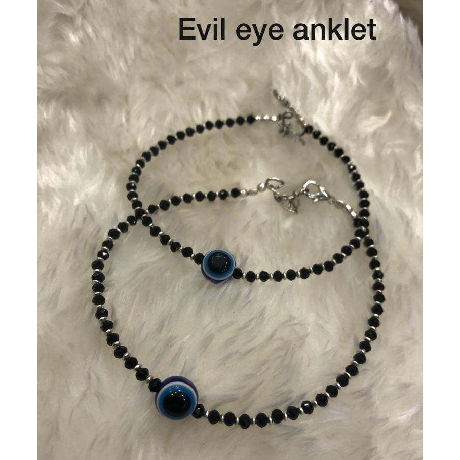 Evil eye anklet, black bead anklets, leg anklet,