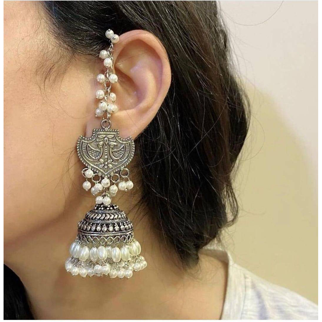 Buy Online Pearl oxidized jhumka jhumki earrings, Indian jhumka ...