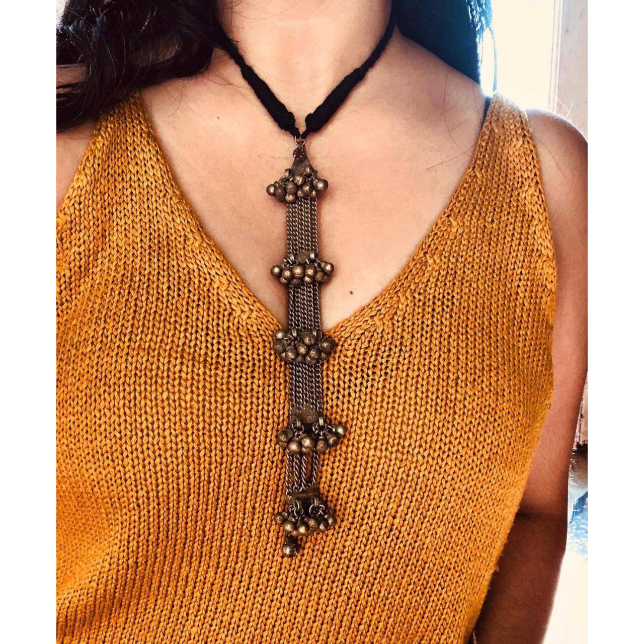Ghunghroo necklace, long necklace, Indian jewellery, oxidized silver necklace, German silver, handmade, boho gypsy jewelery, gifts