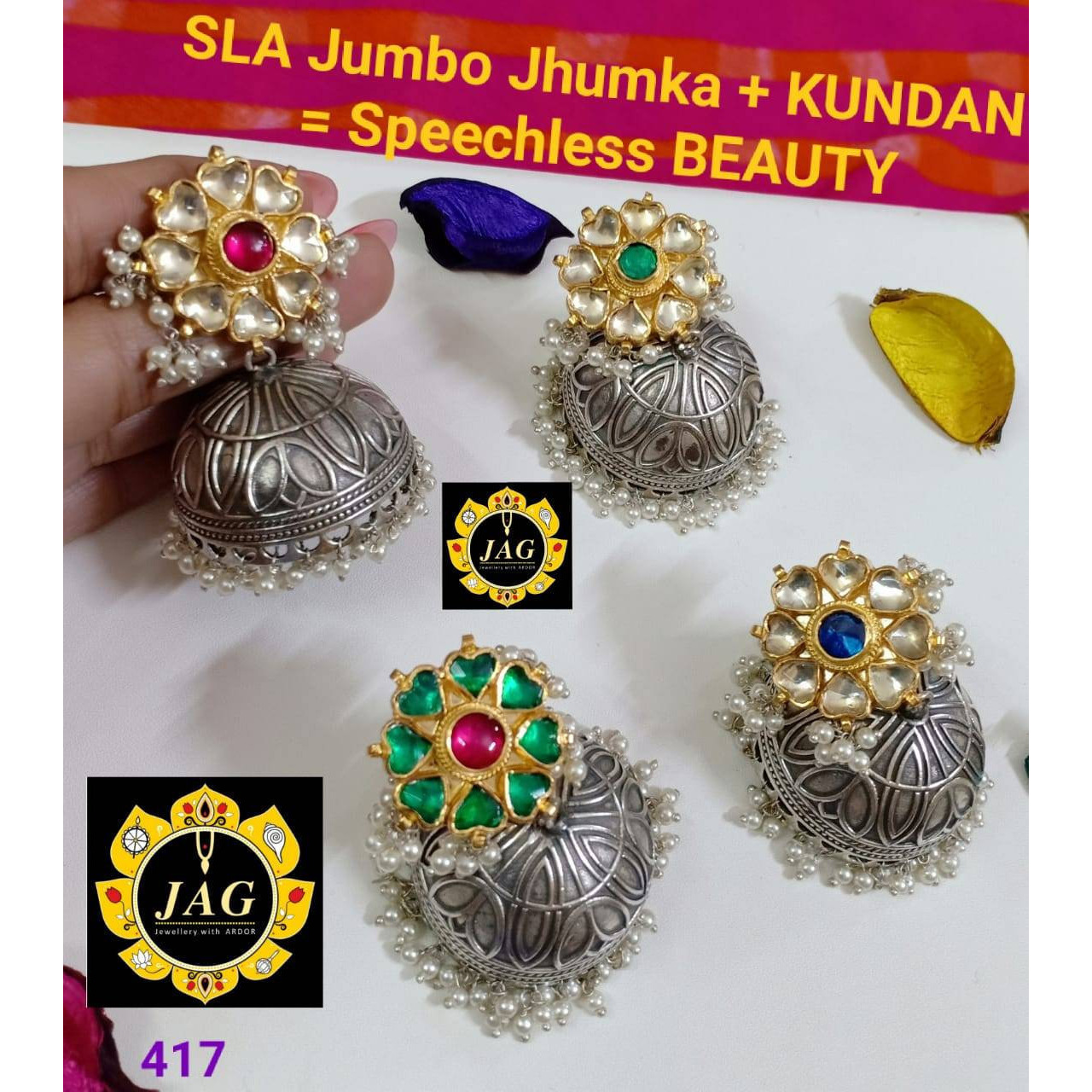 Oxidised kundan jhumka Jhumki, Dual tone Kundan earrings, jhumka earring, Indian ethnic oxidised earrings, elegant earring, kinda earring,