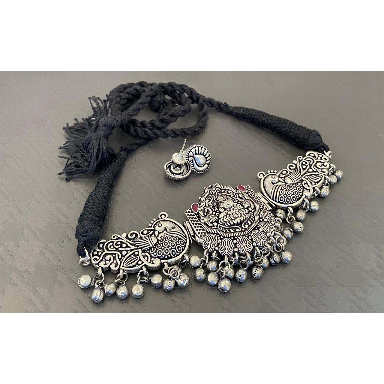 Oxidised indian kolhapuri choker jewelery, Silver look choker, antique choker, gifts for her, ethnic jewelry, red oxidized jewelry ghunghroo