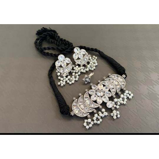 Choker set, Indian choker with pearl, cubic zircon stone choker set, Indian jewellery, ethnic jewellery, traditional jewelry, handmade, boho