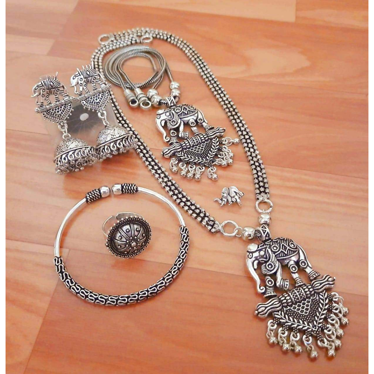 Oxidised jewellery set, Indian jewellery, long short ha ram set, silver look jewellery, boho hippie jewellery, temple jewellery, giftforher