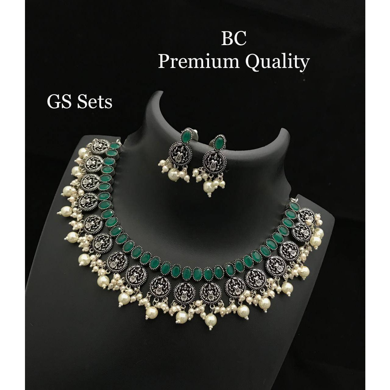 Indian jewellery, south Indian stone jewellery, German silver oxidised set, gifts for her, pearl stone jewellery, choker set, ethnic jewelry