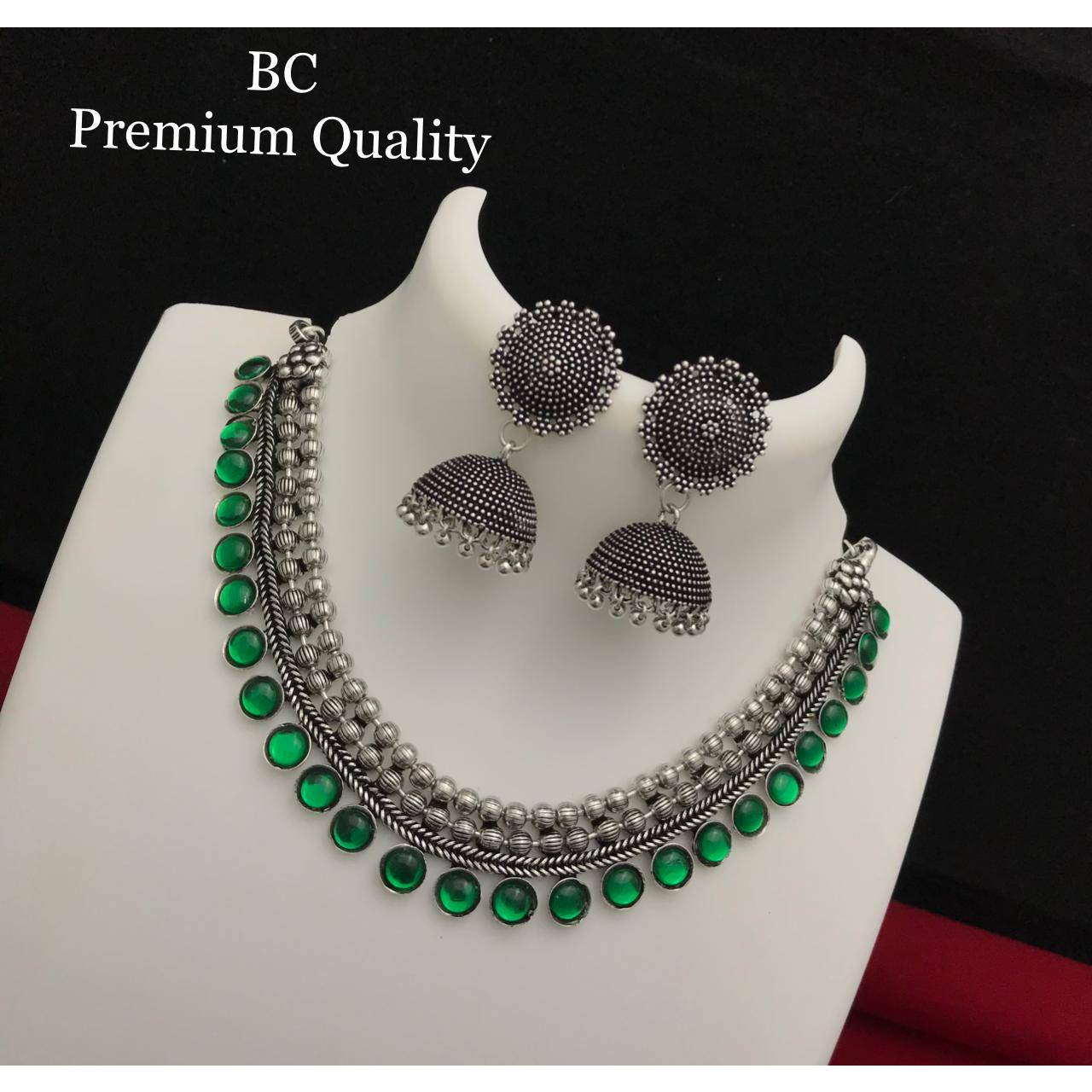 Indian jewellery, Stone necklace oxidised choker set, ethnic traditional necklace set, teple jewellery, kemp, gift for her,