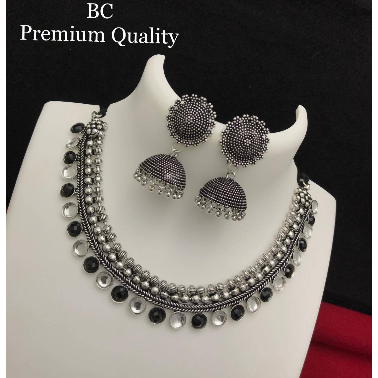 Indian jewellery, Stone necklace oxidised choker set, ethnic traditional necklace set, teple jewellery, kemp, gift for her,