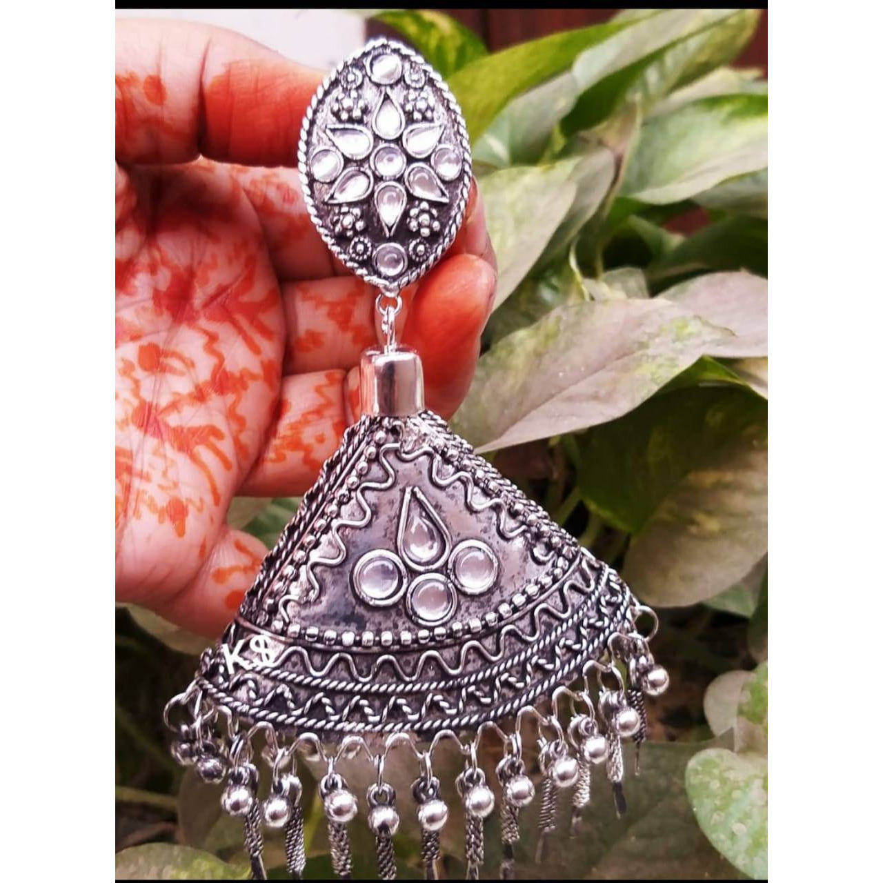 Long earrings, Indian oxidised silver earrings, German silver, ethnic jewellery, gifts for her, antique earrings