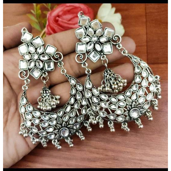 Oxidised Silver Mirror Earrings