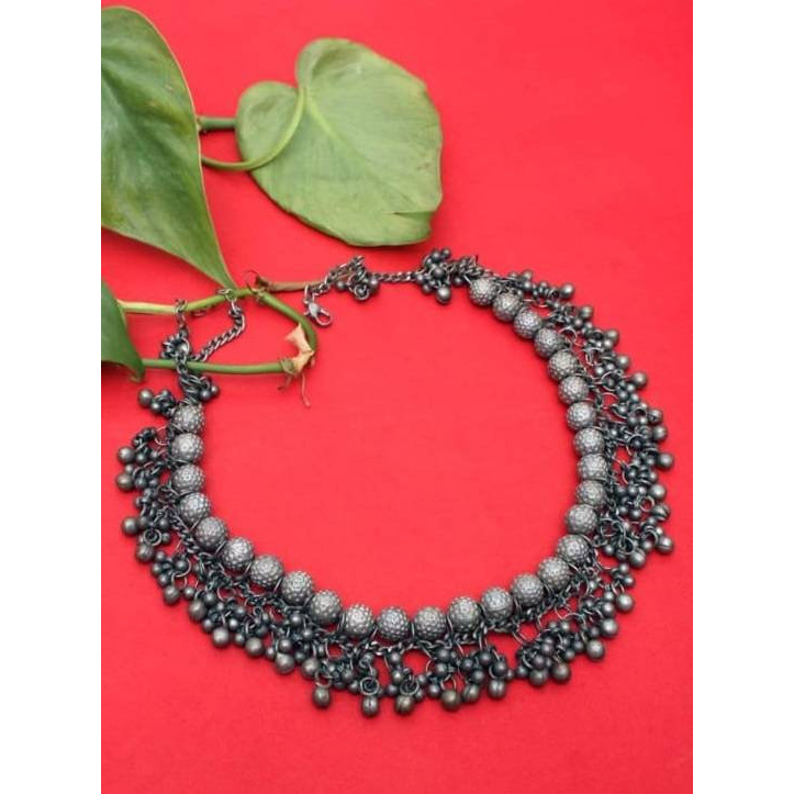 Indian jewellery, Ghungaroo Choker in Black Polish | Indian Choker Necklace, Chic jewellery, statement jewelry, silver black jewellery