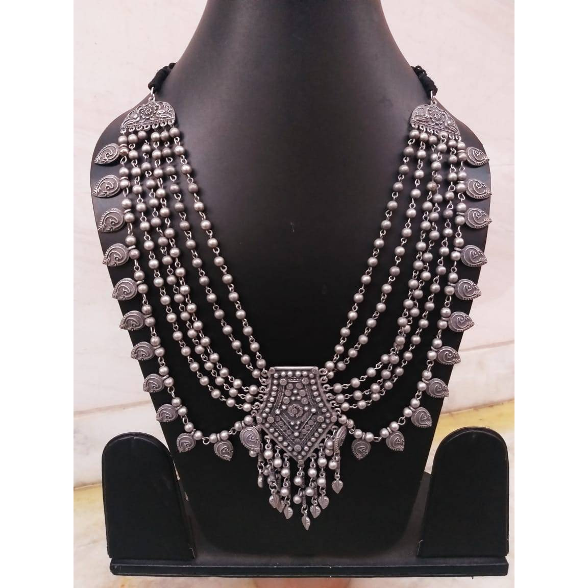 *New Collection* Premium Quality Metallic oxidised Short Necklace combo with big size Jhumki Earrings, Ring & NosepinThe Perfect Gift  Ideal for the Woman who loves products that are Handmade In India and artisinal. All occassion jewelery for through out the year from Valentines Day ,a Special Birthday or an Anniversary gift for your special one. 100% Genuine Quality Product. 100% Handmade in India with Love.Usage Avoid contact with water and organic chemicals i.e. perfume sprays. Avoid using