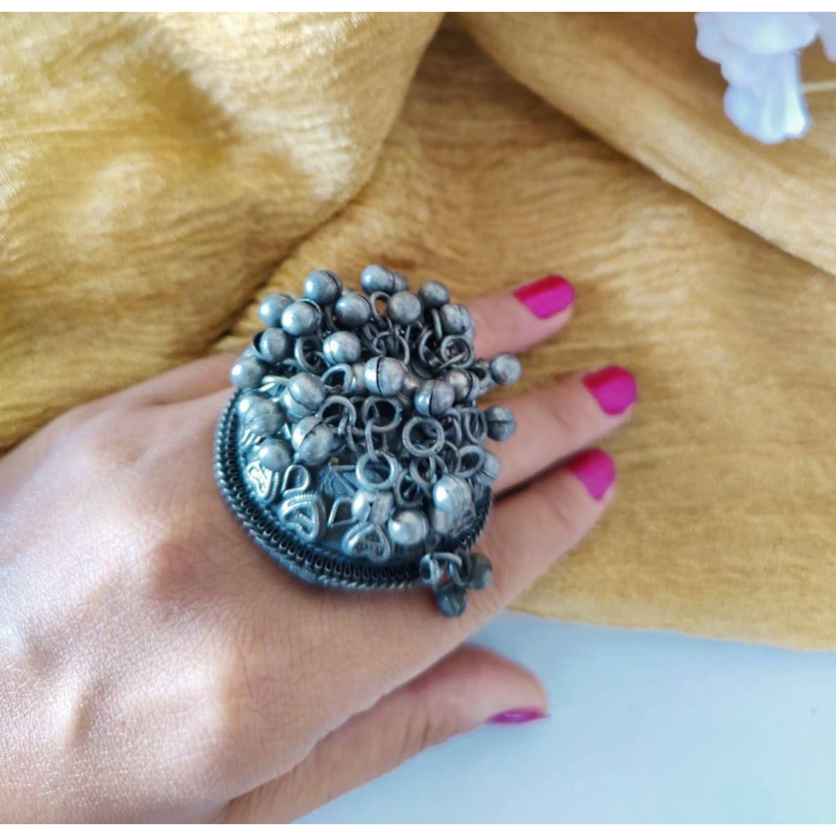 Create A Buzz Around Your Corner By Wearing This oxidized silver brass bracelet and ring, You Will Always Be The Center Of Attraction Of Any Gathering By Wearing This Jewellery From Yachika Collections. You Can Team It With Ethnic Wear Of Your Choice To Look Your Best.