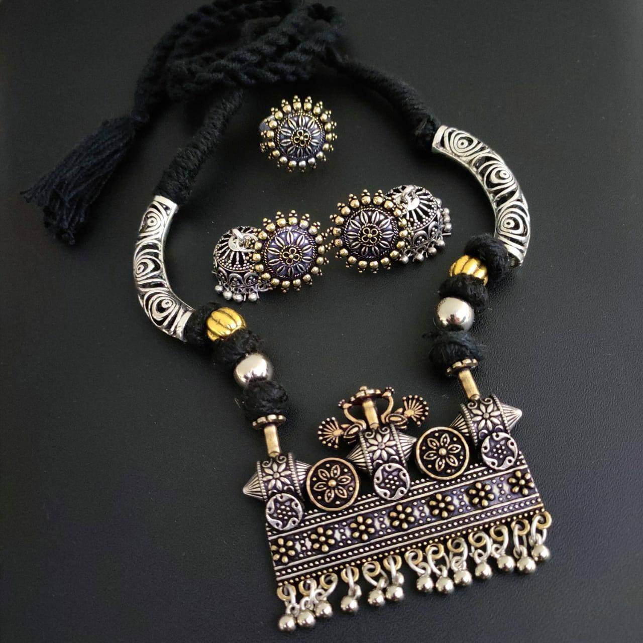 Rich in culture and heritage and inspired the best is an incredible kolhapuri temple jewelry that is known for its vivid designs. The tribes of this whole region are also much known for their bravery and therefore our Long kolhapuri temple Necklace. This Layered Necklace is an elaborated piece with a center motif These can be styled up with any dress, if you like ethnic wear then Saree and Kurtis. If you are going for a casual outing then you can flaunt your western attire with chic  nec